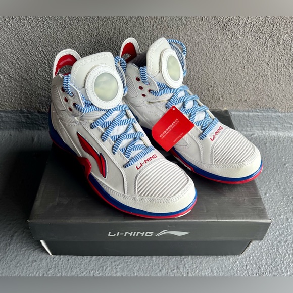 Li Ning Baron Davis Shoe | Size 10 | White/Red/Blue - Picture 4 of 8